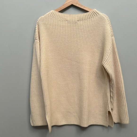 Zara Cream Cable Knit Scoop Neck Sweater Size M - Picture 6 of 9